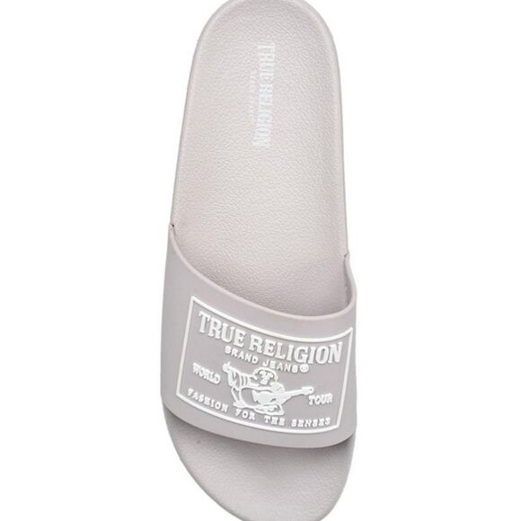 True Religion Kendrick Logo Slide Sandals- Light Grey - Picture 5 of 10